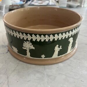 Antique Copeland Late Spode Green Jasperware bowl or planter